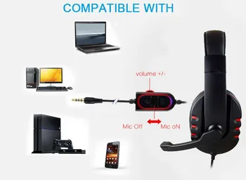 2019 Ausinės su Mikrofonu Hi-Fi Žaidimų Ausinės Kompiuteris Nešiojamas Ausinių PC PS4 Xbox su Vienu Mobiliuoju Laidinė laisvų rankų įranga