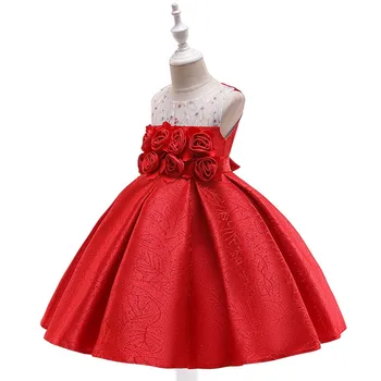 2019 Elegantiškas Gėlių Mergaičių Princesė Suknelės Vaikams Siuvinėjimo Rose Vestuvių Mergaitės Kamuolys Suknelė Vaikų Šalis Vakaro Suknelės