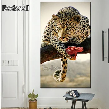 2020 Diamond Siuvinėjimo leopard grobį nuotrauką didelio dydžio 5D 