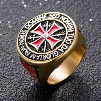2020 m. Kryžiuočių nerūdijančio plieno vyrų žiedas Raudonojo Kryžiaus Inkrustacijos Kubinis Cirkonis Valdinga tamplieriai Žiedas, Papuošalų Dropship