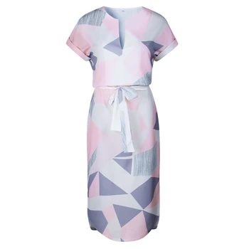 2020 M. Moteris Midi Šalis Suknelės Geometrinis Spausdinti Vasaros Boho Paplūdimio Suknelė Prarasti Batwing Rankovėmis Suknelė Plus Size Vestidos