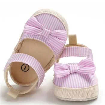 2020 m. Vaikų Vasaros Bateliai Naujagimiui Baby Girl Minkštą Lovelę Bateliai Kūdikiams Anti-slip Sneaker Dryžuotas Lankas Prewalker 0-18M