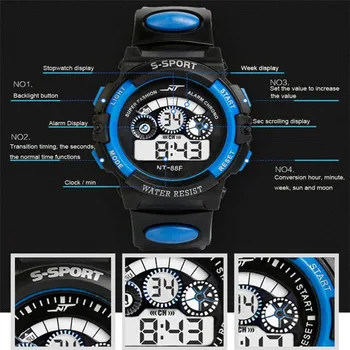 2020 Mados Vandeniui Vyrų Berniukas LCD Skaitmeninis Chronometras, Data Gumos Sporto Žiūrėti Šviesos riešo laikrodžių markių, Sporto часы мужские