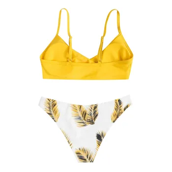 2020 metų Vasaros Moterų Palieka Gėlių Atsitiktiniai Spausdinti Bikini Komplektas, Push-up maudymosi kostiumėlį Paplūdimio Kamšalu Atskiras maudymosi Kostiumėliai, Купальник Naujas
