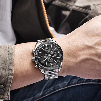 2020 Naujas BENYAR Dizaino Top Brand Vyrų Mėlyna Žiūrėti Silikono Dirželis Žiūrėti Vyrų Chronograph Watch Vyrų Relogio Masculino