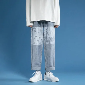 2020 naujas ins jeans vyriški tendencija išvaizdus, universalus tiesus palaidi pločio kojų kelnių juosmens kelnes streetwear pigūs drabužiai kinija