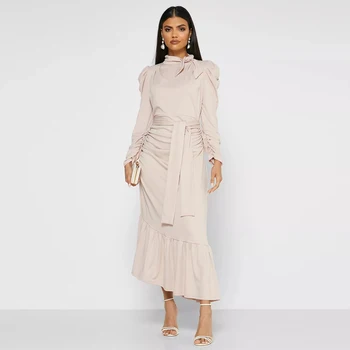 2020 Naujas Mados Musulmonų Islamo Raukšlės Suknelė Dubajaus Mados Musulmonų Moterų Abaja Suknelė Įvyniojimas Jersey Maxi Suknelė