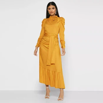 2020 Naujas Mados Musulmonų Islamo Raukšlės Suknelė Dubajaus Mados Musulmonų Moterų Abaja Suknelė Įvyniojimas Jersey Maxi Suknelė