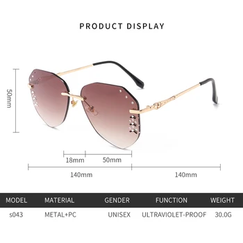 2020 Naujas mados nereguliarus moterų akiniai, be daugiakampiai hoopas taures už moteriško cirkonio gradientas objektyvas lęšiai, saulės