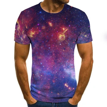 2020 naujas mados vyriški t-shirt gražus žvaigždėtas dangus viršūnes 3D atspausdintas mados marškinėlius vasaros apvalios kaklo marškinėliai madinga streetwear