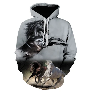 2021 3D spausdinimo stiprus arklys gyvūnų hoodie vyrų pavasarį ir rudenį hoodie gerai atrodo asmenybės hip-hop street megztinis