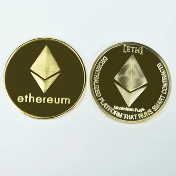 2021 40mm Auksą, Padengtą Ethereum Eth Aukso Metalo Monetos Cryptocurrency Monetų Surinkimo