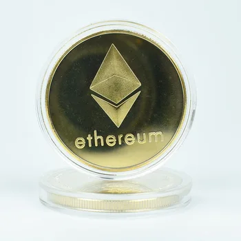 2021 40mm Auksą, Padengtą Ethereum Eth Aukso Metalo Monetos Cryptocurrency Monetų Surinkimo