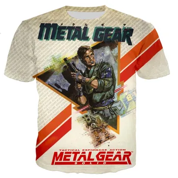 2021 Berniukų Ir Mergaičių Marškinėliai Metal Gear Solid 3D Spausdinti marškinėliai trumpomis Rankovėmis Apvalios Kaklo Marškinėliai Topai