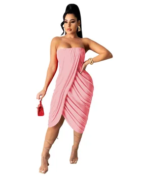 2021 Elegantiškos Moterys Stebėjimo Suknelės Vasaros Kietas Spausdinti Rankovių Ir Off Peties Sexy Lady Asimetriškas Puoštas Vidurio Blauzdos Suknelė