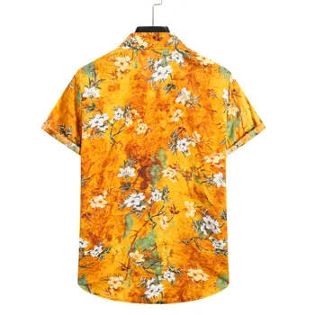 2021 Gėlių Spausdinti Mens Havajų Marškinėliai Trumpomis Rankovėmis Atsitiktinis Mygtuką Paplūdimys Marškinėliai Atogrąžų 