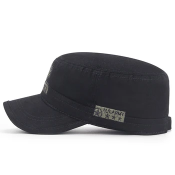 2021 Kamufliažas Flat Top Hat Oro Pajėgų Armijos Bžūp Skrybėlę Karinės Kepurės Vyrai Moterys Medvilnės Hat, Black Armijos Žalioji Išsiuvinėti Camo Skrybėlę