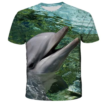 .2021 Karšto Pardavimo Delfinų T-shirt Gyvūnų Vandenyno 3D Spausdinimo Modelio Vaikų Berniukų, Mergaičių Viršūnes Trumpas Rankovės Mielas Delfinų T-shirts