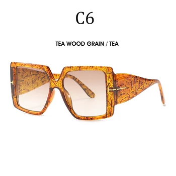 2021 Klasikinis retro didelis rėmo akiniai nuo saulės asmenybės T-formos moteriški akiniai nuo saulės plataus kojų uv400 akiniai nuo saulės