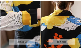 2021 m. Ankstyvą Pavasarį, Naujų Produktų korėjos Vidurio ilgis Marškinėliai Temperamentas Retro Atspausdinta Marškinėliai Moterims ilgomis Rankovėmis Prarasti Šifono Viršų