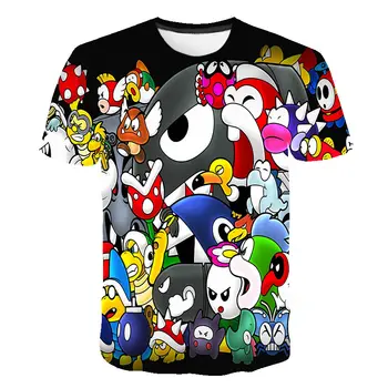 2021 m. Vasarą Naujiems Karšto Pardavimo Vaikų marškinėliai, 3D Spausdinimas Animacinių filmų Klasikinis Žaidimas Super Mario Berniukas Mergaitė Harajuku Streetwear O-kaklo Viršų