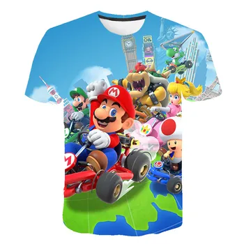 2021 m. Vasarą Naujiems Karšto Pardavimo Vaikų marškinėliai, 3D Spausdinimas Animacinių filmų Klasikinis Žaidimas Super Mario Berniukas Mergaitė Harajuku Streetwear O-kaklo Viršų