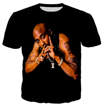 2021 m. Vyrai Moterys 3D Tupac Atspausdintas T-shirt Atsitiktinis Harajuku Stilius 2pac T Marškinėliai Mados Hip-Hop Streetwear Viršūnes 2XS-5XL
