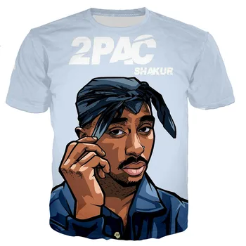 2021 m. Vyrai Moterys 3D Tupac Atspausdintas T-shirt Atsitiktinis Harajuku Stilius 2pac T Marškinėliai Mados Hip-Hop Streetwear Viršūnes 2XS-5XL