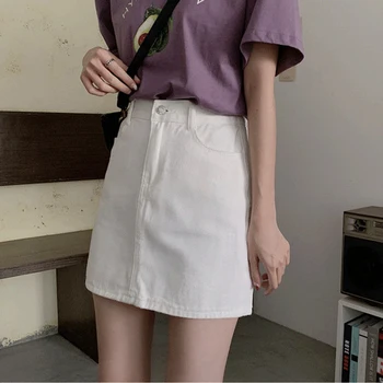 2021 mados mergaitė džinsai sijonas seksuali mini sijonai vasaros pagrindinio underdress moterų a-line dresses y2k vientisos Spalvos suknelė saia džinsai