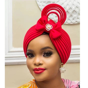 2021 Moterų Galvos Apsiaustas Pasiruošę Afrikos Autogele Headtie Nigerijos Vestuvių Gele Musulmonų Turbaną Bžūp Arabų Indija Skrybėlę Turbante Mujer