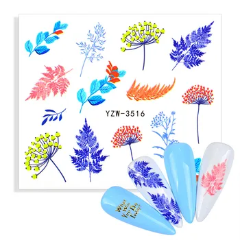 2021 Nauja siunta Juoda Nagai Vandens Lipdukai Pilnas draudimas Gėlių Gėlių Puokštė Leaf 