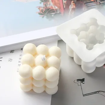 2021 Naujas 6 Ertmių Silikono Žvakių Liejimo 3D Cube Aikštėje Burbulas 