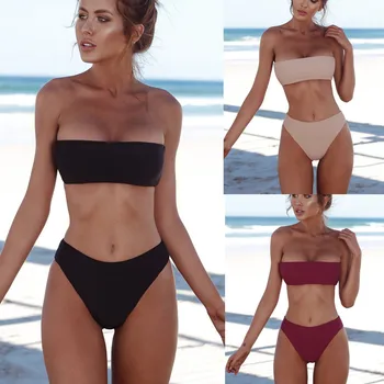 2021 Naujas Bikini Karšto Pardavimo Swimsuit Moterys Bandeau Tvarstis Bikini Komplektas, Push-Up Brazilijos Maudymosi Kostiumėliai Paplūdimio Maudymosi Kostiumėlį Biquini