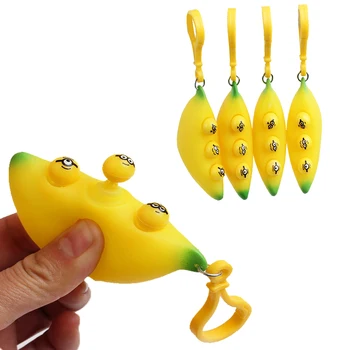2021 Naujas Juokingi Apgauti Fidget Žaislas Išskleidimo Ventiliacijos Modeliavimas Bananų Minkymo Muzikos Išspausti Automobilių Key Chain Bag Pakabukas