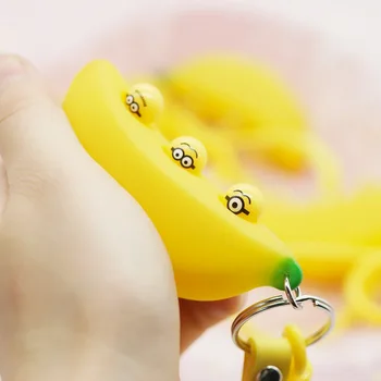 2021 Naujas Juokingi Apgauti Fidget Žaislas Išskleidimo Ventiliacijos Modeliavimas Bananų Minkymo Muzikos Išspausti Automobilių Key Chain Bag Pakabukas