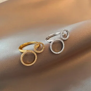 2021 Naujas Klasikinis Dvigubas Žiedas Micro Inkrustacijos Cirkonis Atidaryti Žiedai korėjos bižuterijos Gotikos Mergina Seksuali Reikmenys, Moteris Dovaną