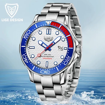 2021 Naujas LIGE Vyrų Laikrodžiai Top Brand Prabangus Nerūdijančio Plieno, atsparus Vandeniui Kvarcinis Laikrodis Vyrams Mados Šviesos Sporto Laikrodis+Box