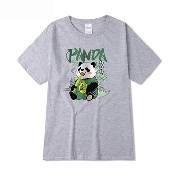 2021 Naujas Medvilnės Vyrų T-Shirt Moterims Medžiaga Catoon Panda Valgyti Bambukai Spausdinti trumpomis Rankovėmis Viršūnes Atsitiktinis Unisex Streetwear į Hotsale