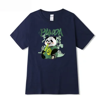2021 Naujas Medvilnės Vyrų T-Shirt Moterims Medžiaga Catoon Panda Valgyti Bambukai Spausdinti trumpomis Rankovėmis Viršūnes Atsitiktinis Unisex Streetwear į Hotsale
