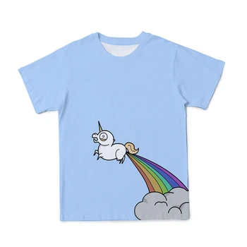 2021 Naujas Mielas Vienaragis O-kaklo Vaikų marškinėliai, Vasaros Įdomus, Patogus ir Madingi Vaikų Viršuje su trumpomis Rankovėmis