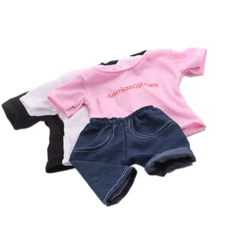 2021 Naujas Rožinės spalvos Trumpas rankovėmis T-shirtNew Gimęs Kūdikis Lėlės Drabužius 18