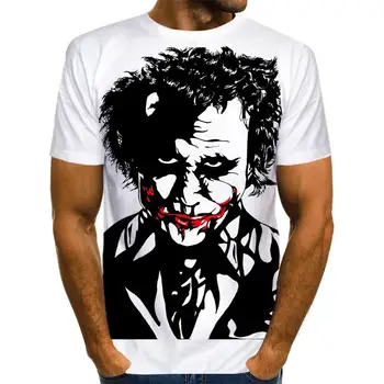 2021 Naujas Vasaros Klounas Balta Joker 3D Atspausdintas T-Shirt Vyrai Joker Veido Atsitiktinis Vyrų T-Shirt Klounas Trumpas Rankovės Juokingi Marškinėliai Topai