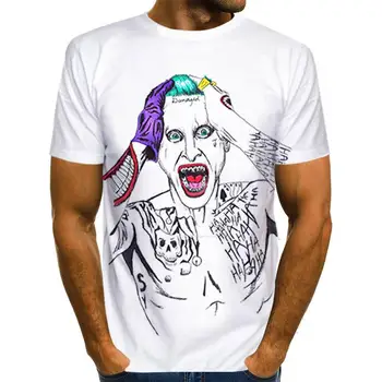 2021 Naujas Vasaros Klounas Balta Joker 3D Atspausdintas T-Shirt Vyrai Joker Veido Atsitiktinis Vyrų T-Shirt Klounas Trumpas Rankovės Juokingi Marškinėliai Topai