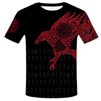 2021 Naujas vasaros Mados Viking tatuiruotė marškinėliai vyrams hip-hop marškinėliai Viking Odin 3D Atspausdintas Juokinga t-shirt Harajuku Atsitiktinis streetwear