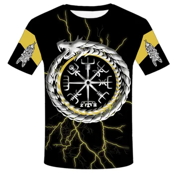 2021 Naujas vasaros Mados Viking tatuiruotė marškinėliai vyrams hip-hop marškinėliai Viking Odin 3D Atspausdintas Juokinga t-shirt Harajuku Atsitiktinis streetwear