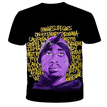 2021 Naujas Vasaros Vyrų, Moterų Marškinėliai Reperis 2pac Tupac 3D Spausdinimo Hip-Hop marškinėliai Mados Atsitiktinis Negabaritinių marškinėliai Cool Tee Viršūnės