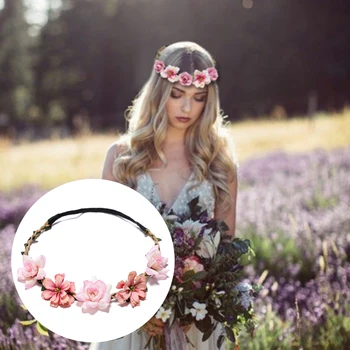 2021 Naujausias Mados Gėlių Ekrano Užsklandą Gėlių Karūna Plaukų Juostos Mergaitėms Šalies Stilingas Girliandą Pavasario Bohemišką Plaukų Aksesuarai
