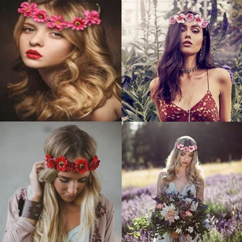 2021 Naujausias Mados Gėlių Ekrano Užsklandą Gėlių Karūna Plaukų Juostos Mergaitėms Šalies Stilingas Girliandą Pavasario Bohemišką Plaukų Aksesuarai