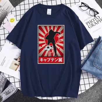 2021 Naujus sportinius Marškinėlius, Captain Tsubasa Japonijos Anime Spausdinti Vyrų marškinėliai Harajuku Animacinių filmų trumpomis Rankovėmis Viršūnės Apvalios Kaklo Laisvus Drabužius