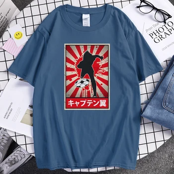 2021 Naujus sportinius Marškinėlius, Captain Tsubasa Japonijos Anime Spausdinti Vyrų marškinėliai Harajuku Animacinių filmų trumpomis Rankovėmis Viršūnės Apvalios Kaklo Laisvus Drabužius